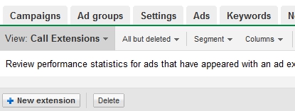 Create Call Extension - Google Adwords Call Extensions