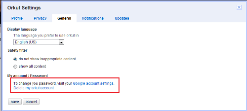 Delete Orkut Account - My Account