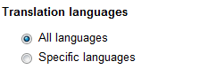 Google Translate Widget - Translation Languages