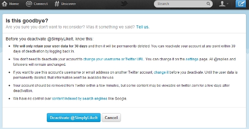 Delete Twitter Account - Deactivate