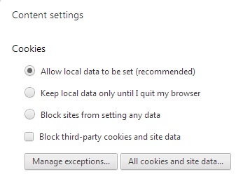 Chrome Disable Cookies