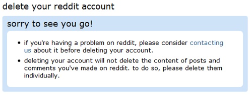 Delete Reddit Account