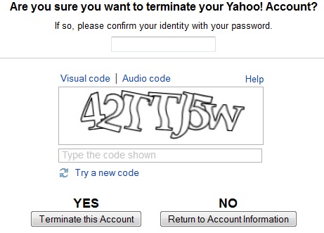Delete Yahoo Account