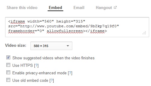 Embed YouTube Video Code