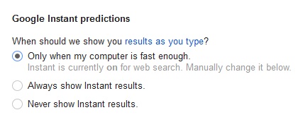 Google Instant Options
