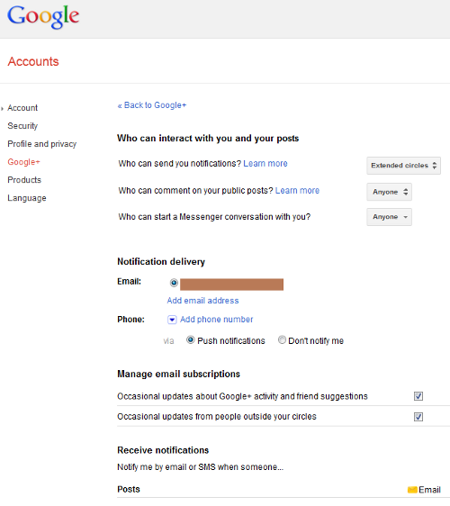 Google Plus Account Settings Google Plus Account Settings
