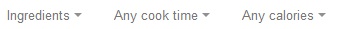 Google Recipe Filter Options