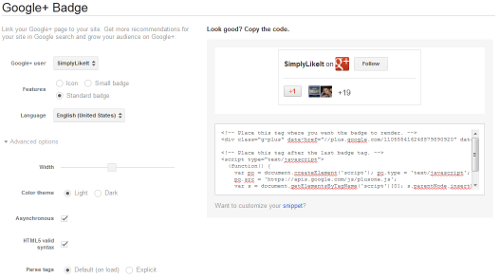 Google Plus Widget Generator