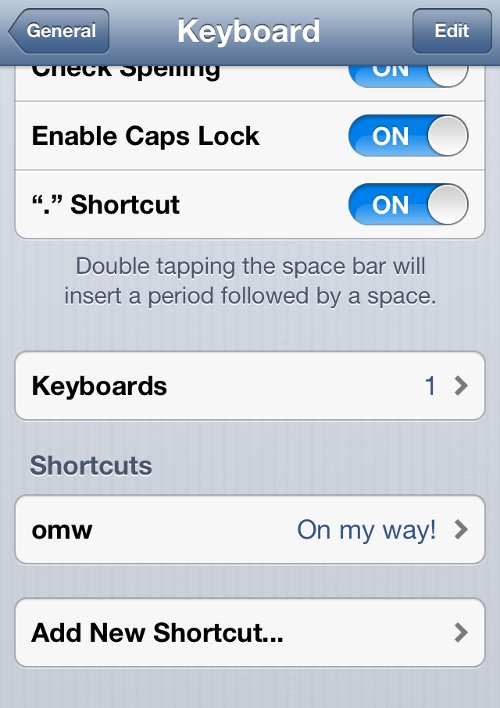 iPhone General Keyboard Settings