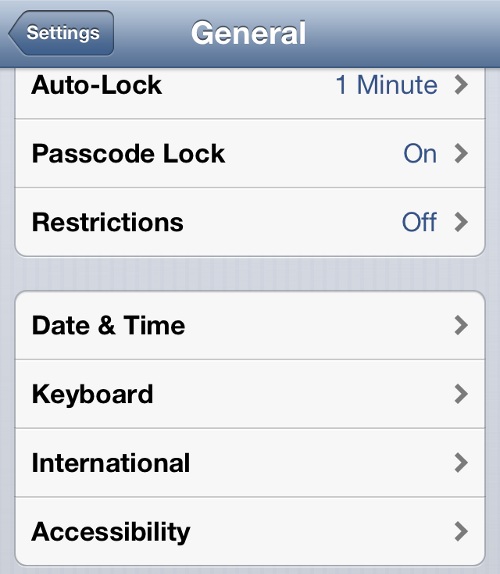 iPhone General Settings