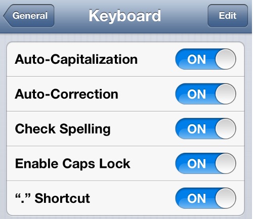 iPhone Keyboard Settings