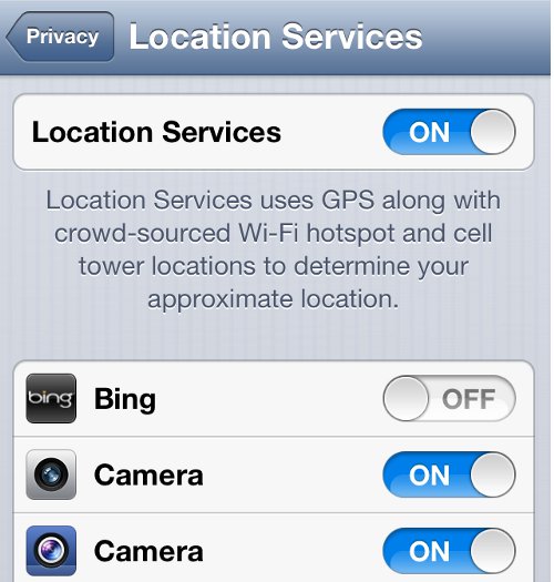 iPhone Location Services Status