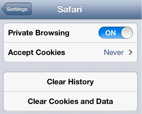 iPhone Safari Cookies Status