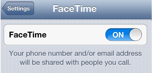 iPhone Settings FaceTime Status