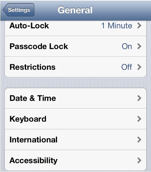 iPhone Settings General Options