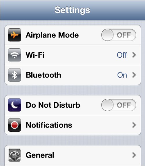 iPhone Settings Options