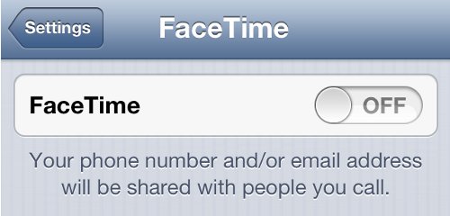 iPhone Settings Turn Off FaceTime