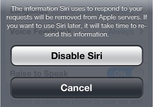 iPhone Settings Turn Off Siri Confirmation