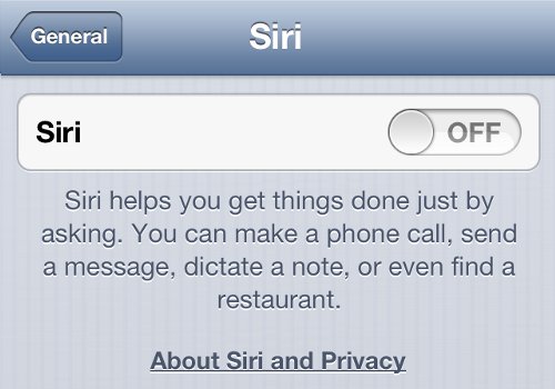 iPhone Settings Turn Off Siri