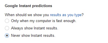 Turn Off Google Instant