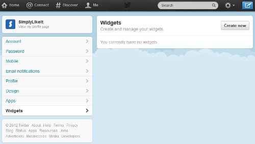 Twitter Settings Widget