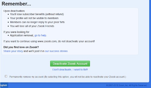 How do you delete applications like zoosk.