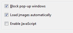Disable JavaScript in Firefox