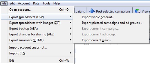 Export Google Adwords Campaigns
