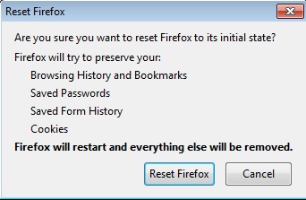 Reset Firefox Browser Confirmation