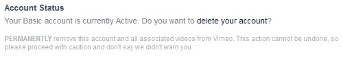 Vimeo Account Status