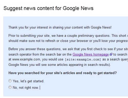 Add Website to Google News