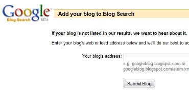 Add blog to Google Blog Search